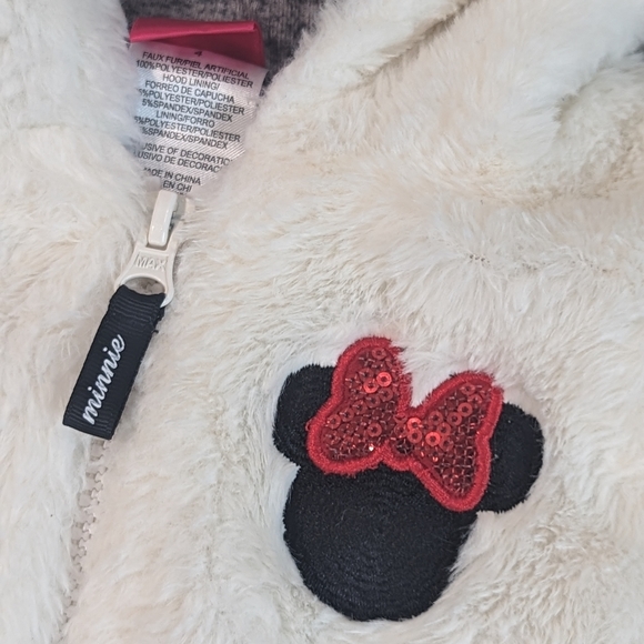 Disney Minnie Mouse Faux Fur Vest Little Girl Size 4 & Mouse Ears - Picture 6 of 16